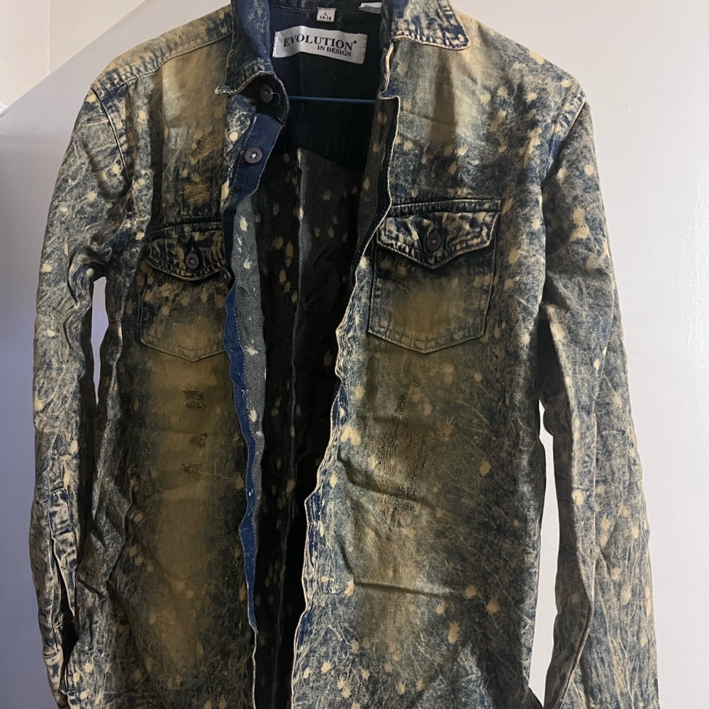 Boys large acid washed denim shirt